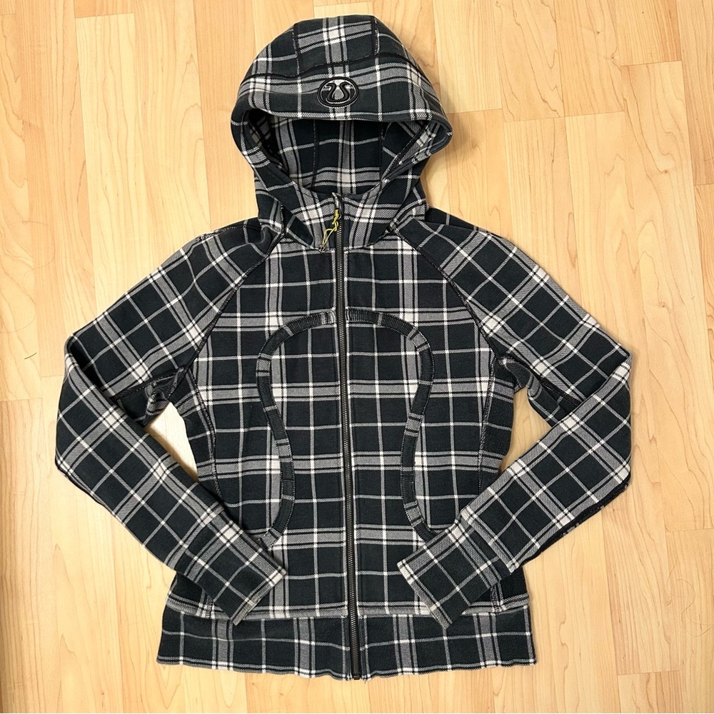 Lululemon RARE Scuba Hoodie II Varsity Plaid Fleece Full Zip Stretch Jacket Sz 8